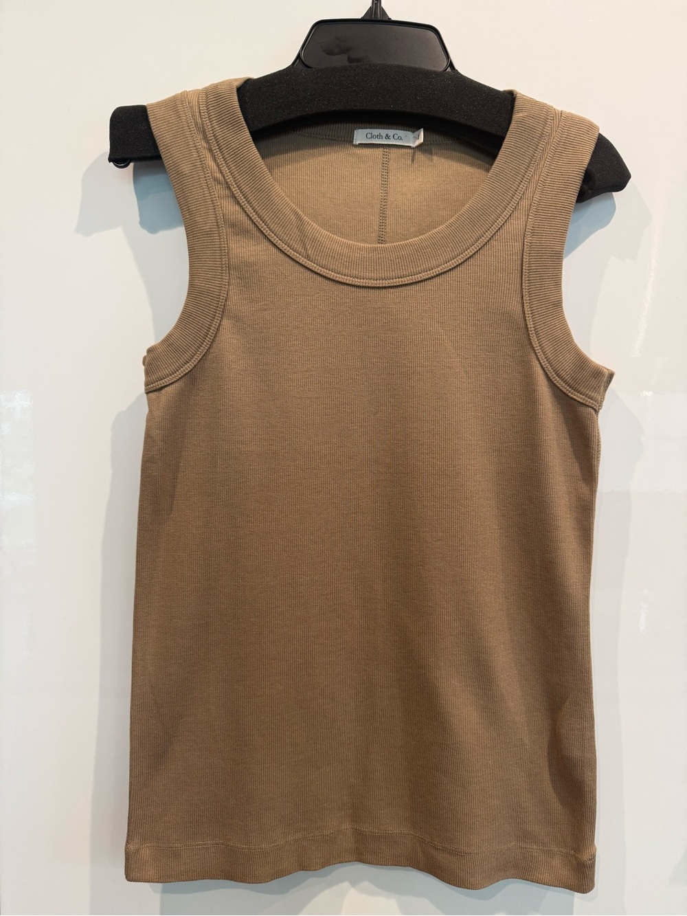 Cloth & Co Ribbed Organic Cotton Tank Top Taupe Size S